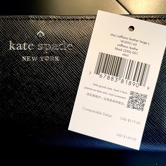 Kate Spade New w/tags RP$169 Leather Large Slim Bifold Wallet Stacie Black - Picture 6 of 7